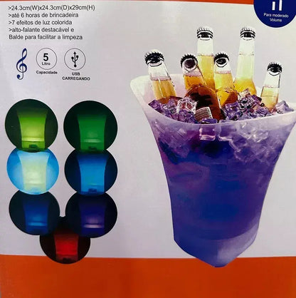 🧊 Fiesta Instantánea: Cubeta de Hielo Parlante con Luces LED RGB – Bebidas Frías y Ambiente Único