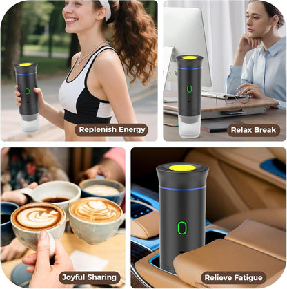 Cafetera Portátil 3 en 1 – Máquina de Café Espresso Compacta y Recargable para Cápsulas, Café Molido e Instantáneo